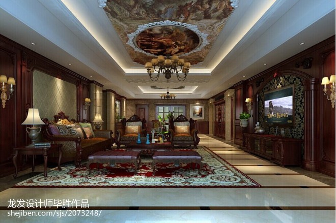 保利東郡-古典歐式設計賞析-裝修設計效果圖-龍發設計師畢勝設計師作品-設計本