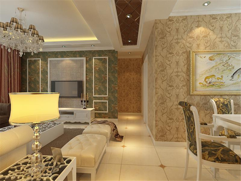 北京融創君瀾融公館田園風格三居室裝修效果圖_130平米5萬裝修設計案