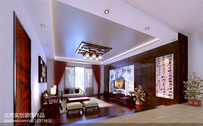 字畫紅木桌椅打造名流花園129平典雅中國-裝修設(shè)計(jì)效果圖-北京實(shí)創(chuàng)裝飾設(shè)計(jì)師作品-設(shè)計(jì)本